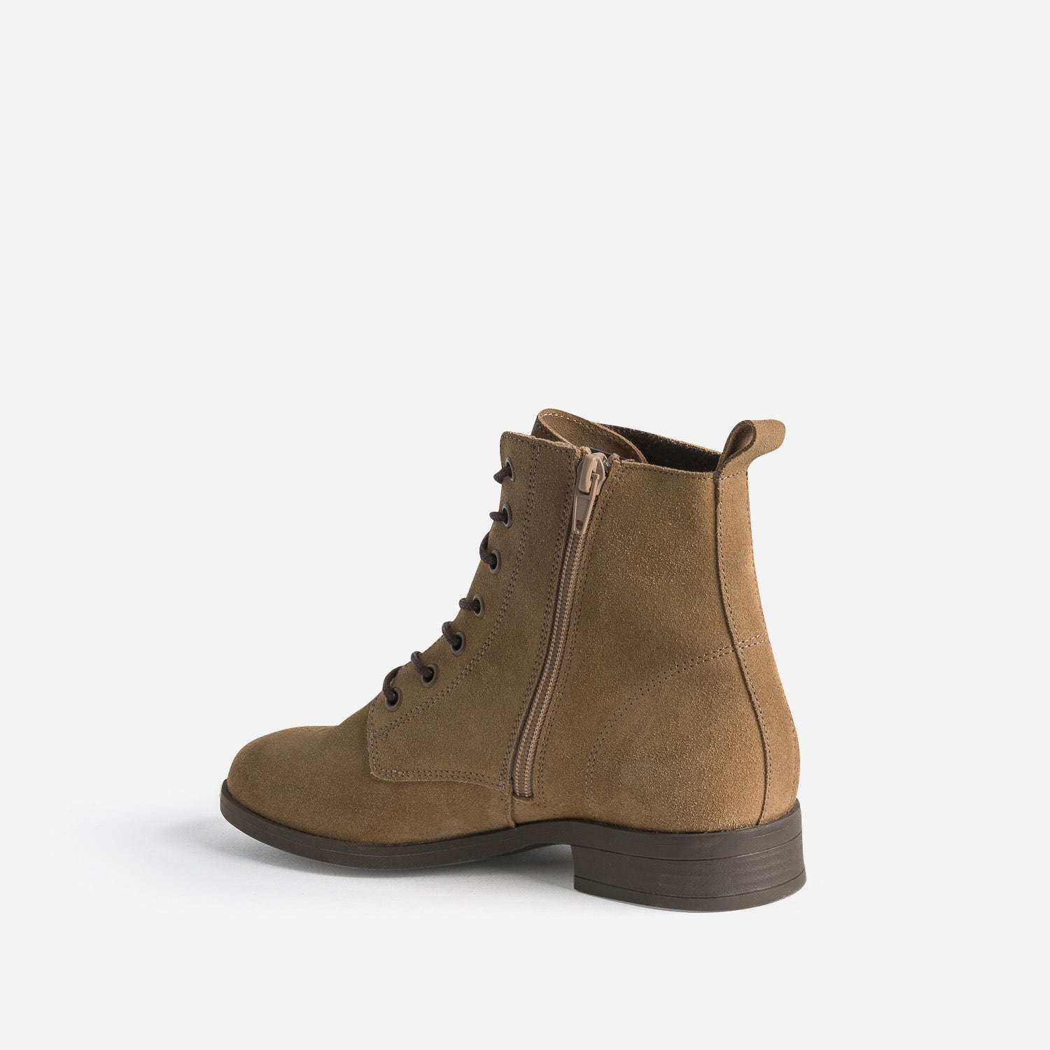 Bottine taupe éco-conçue en cuir velours