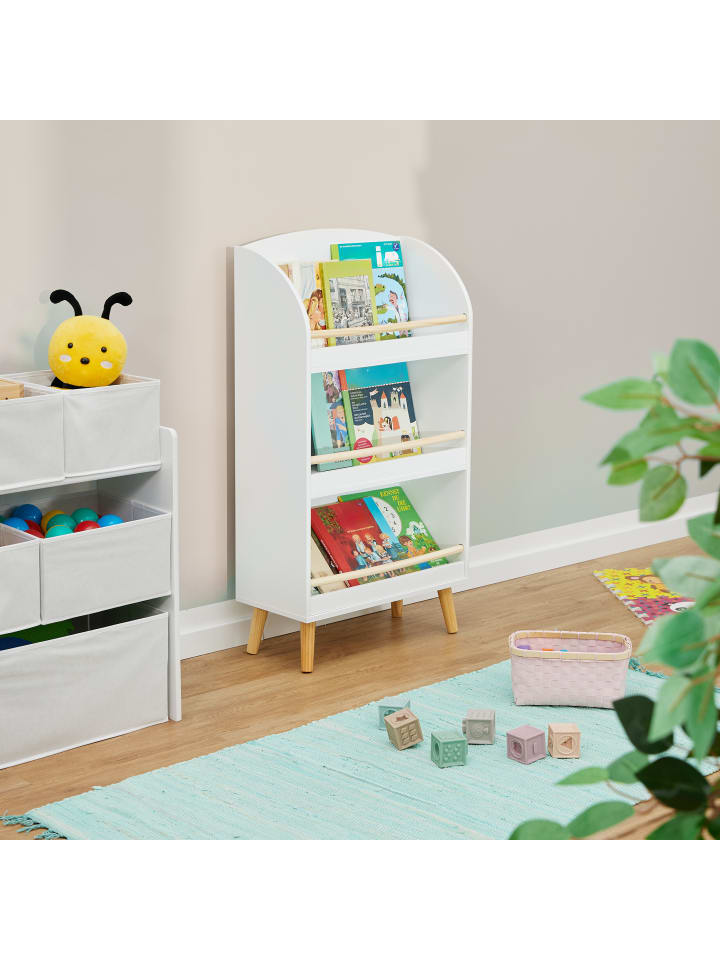 relaxdays Kinderbücherregal in Weiß/ Natur - (B)50 x (H)95,5 x (T)24 cm günstig kaufen onesize