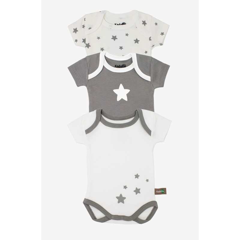 Lot de 3 Body manches courtes en Coton Bio à motifs étoiles