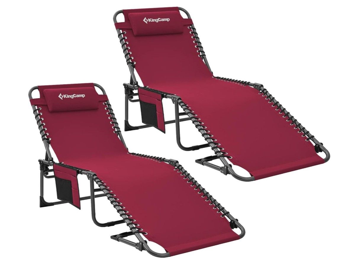 Kingcamp Set von 2 Liegestuhle mit Kopfkissen