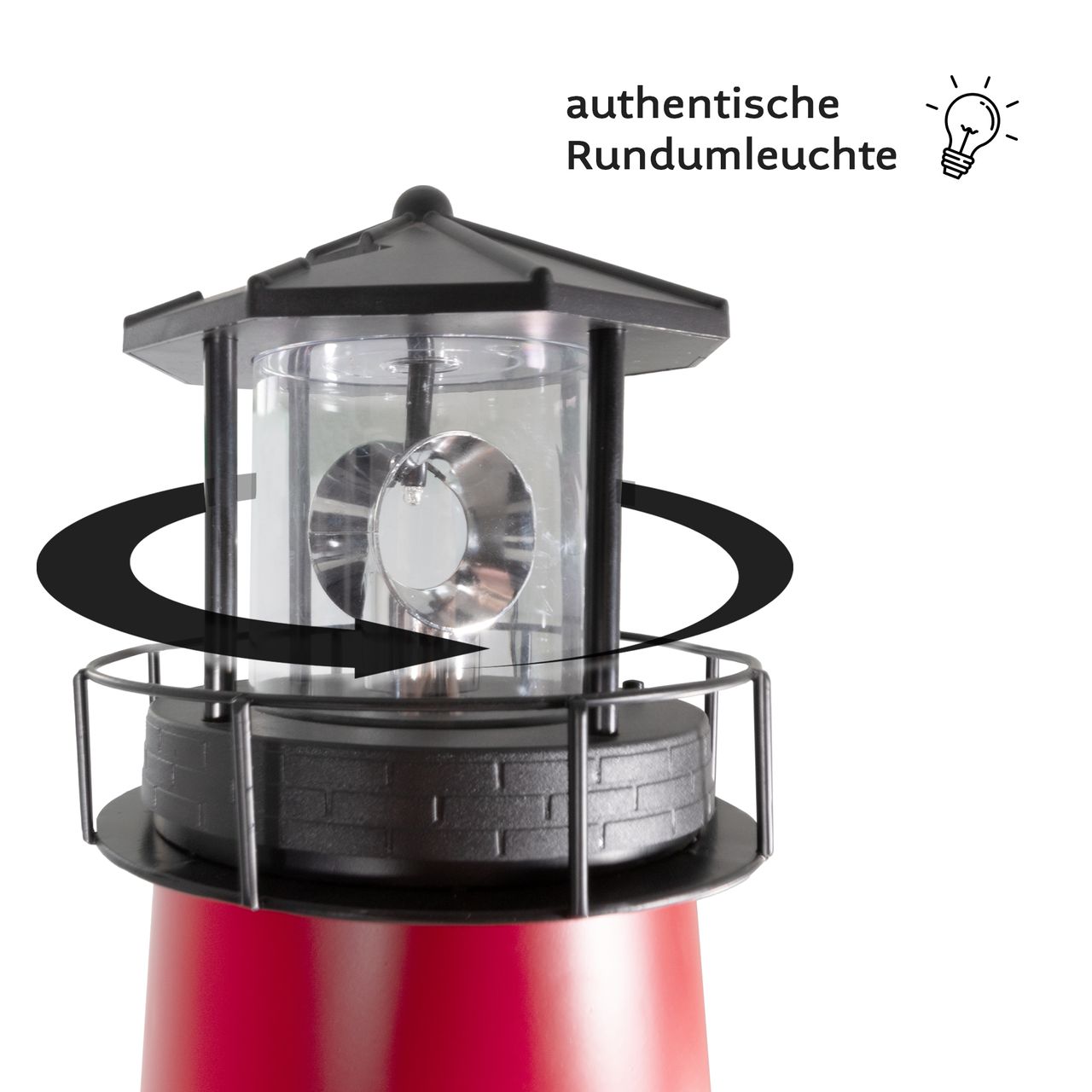 Lemodo Gartendeko Solar Leuchtturm mit rotierender LED-Beleuchtung 120 cm hoch