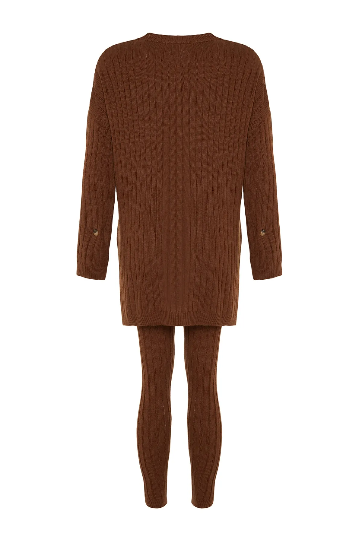 Trendyol Collection  Dunkelbraunes Strickoberteil- und -unterteil-Set aus Cordhose TWOAW22AU0039