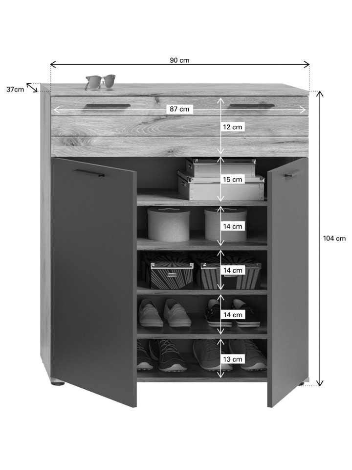 ebuy24 Schuhschrank Mason Eiche Dekor 90 x 37 cm günstig kaufen onesize