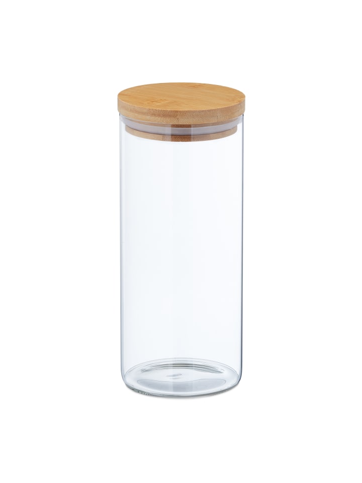 relaxdays 3 x Vorratsglas in Transparent/ Natur - 1300 ml günstig kaufen onesize