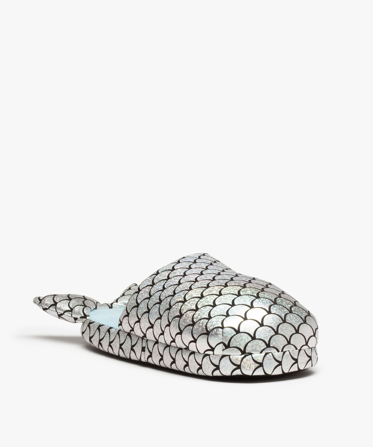 Chaussons femme mules rembourrées sirène argent | GEMO