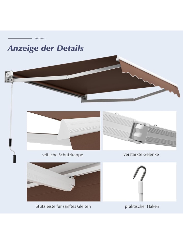 COSTWAY Gelenkarmmarkise 3x2,5m in Braun günstig kaufen onesize