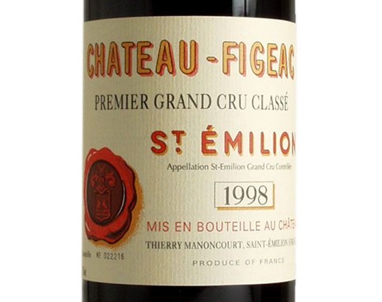 Château FigeacRouge 1998, Premier Grand Cru Classé Bordeaux Saint-Emilion