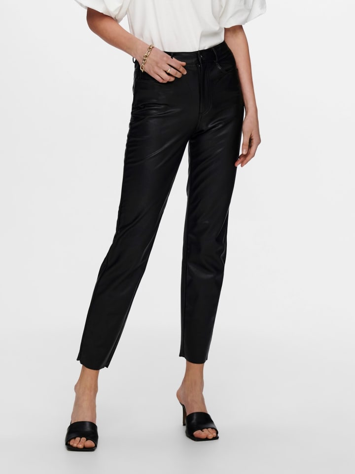 ONLY High WaistPU Kunstleder Hose Stretch Pants Beschichtet ONLEMILY in Schwarz günstig kaufen XL