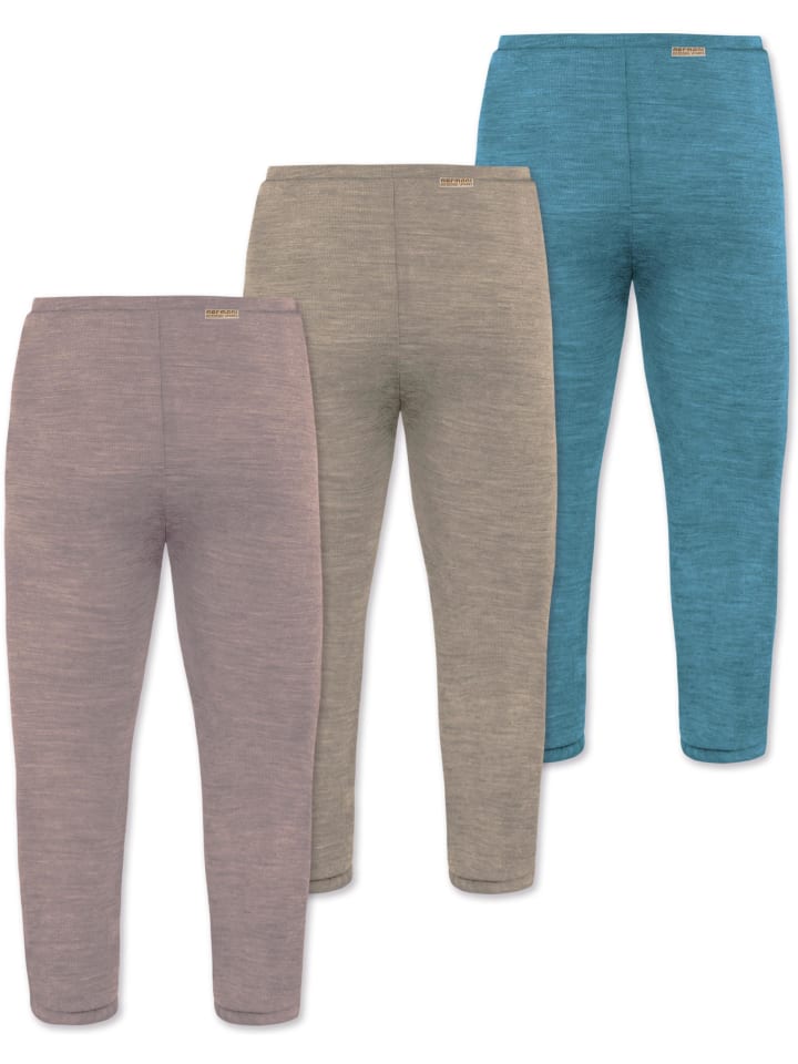 Normani Outdoor Sports 3er Pack Baby Merino Unterhose mit Füßen in Blau/Beige/Rosa günstig kaufen