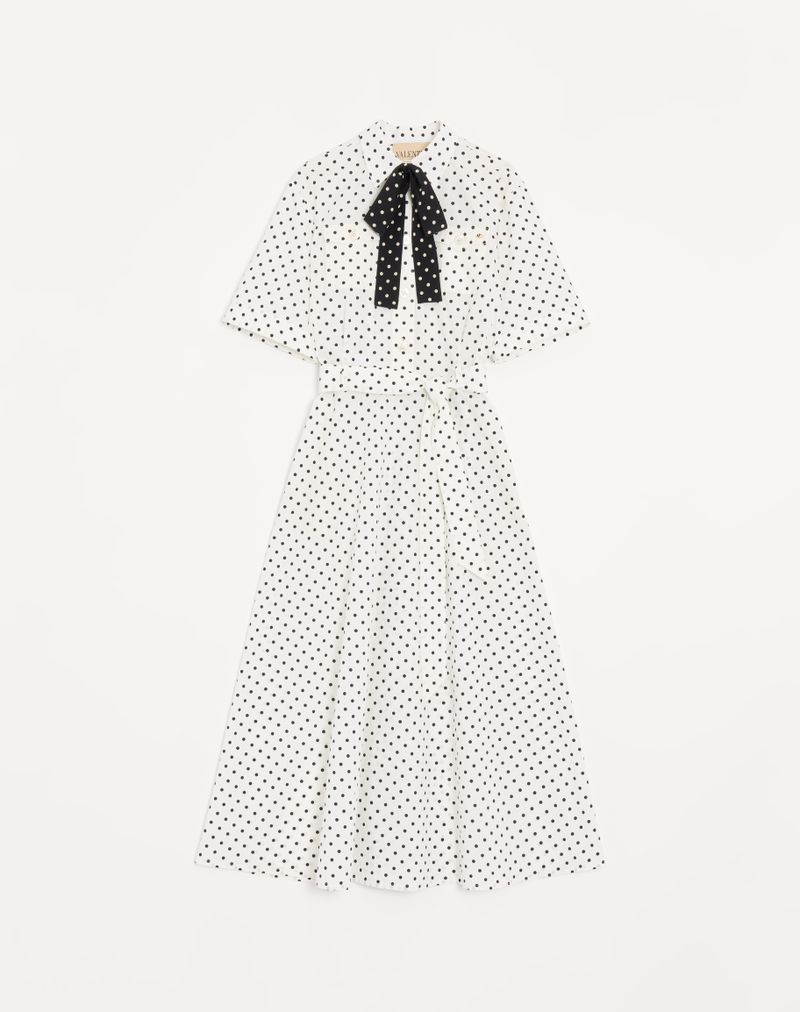 Plus-de-pois Print Poplin Midi-kjole