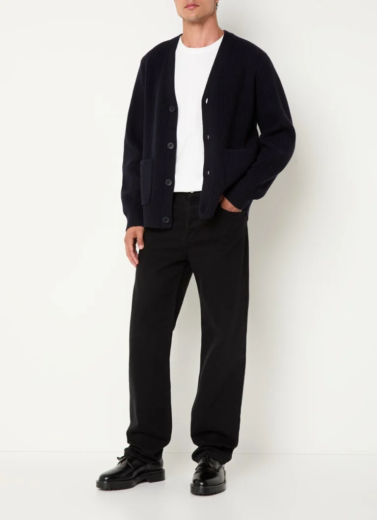 Cardigan gros Sandro din amestec de lână și cașmir, cu buzunare aplicate.