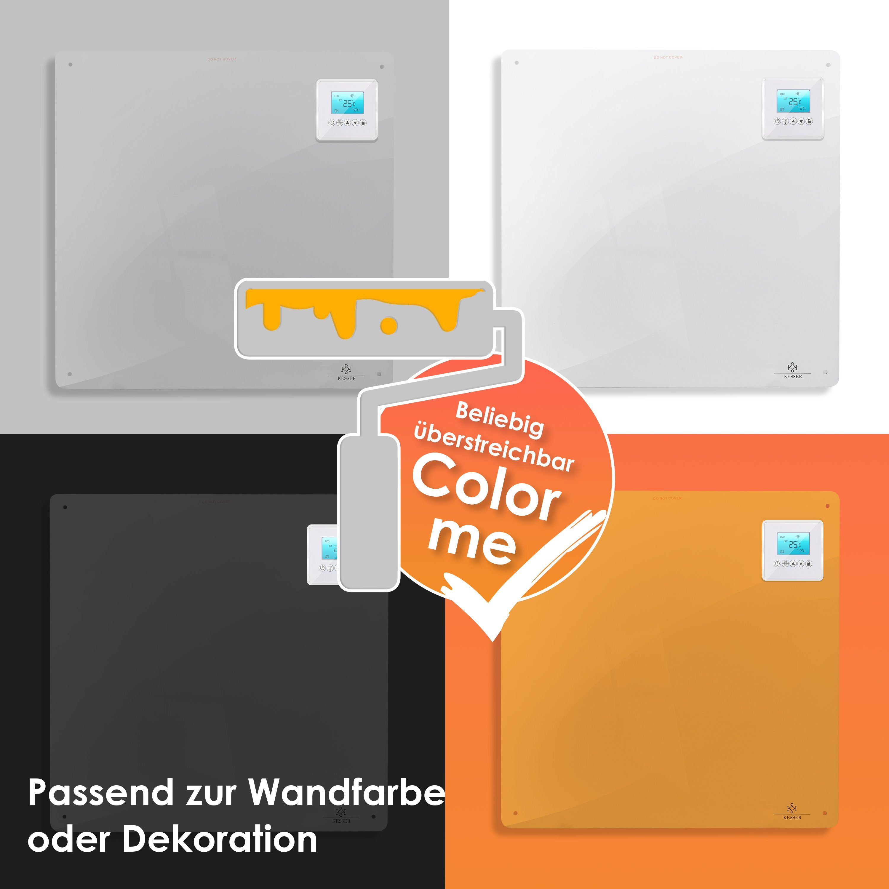 KESSER Infrarotheizung, Infrarotheizung 425-550 Watt mit Fernbedienung LCD-Display