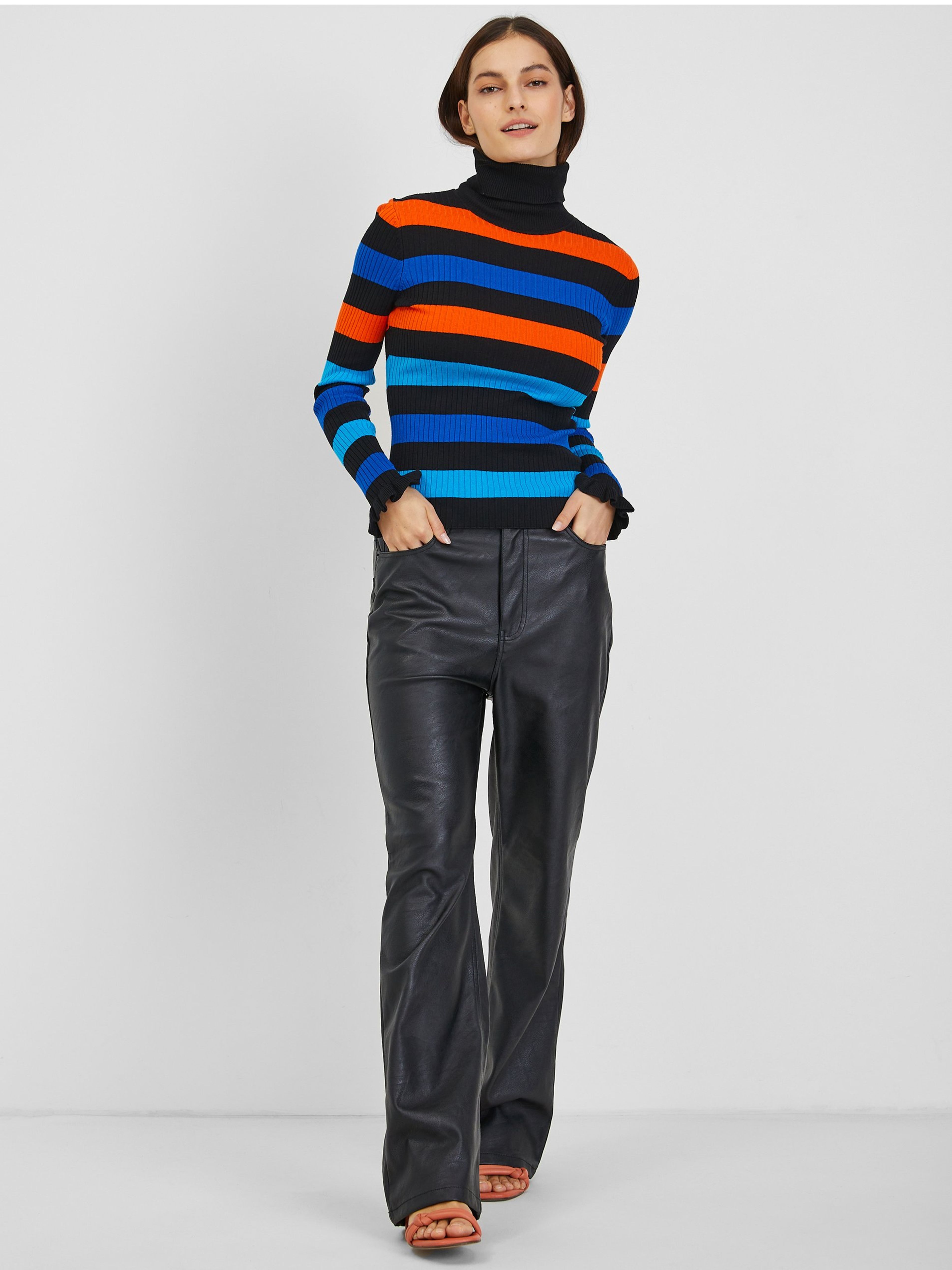 Orange und blau gestreifte Damen-Strickjacke ORSAY