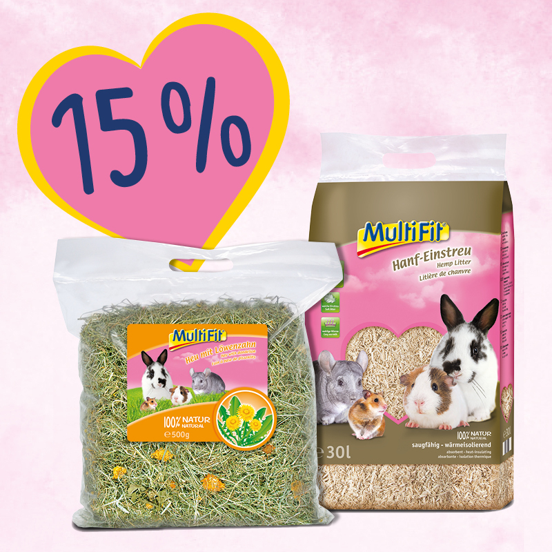 MultiFit Futter & Heu MultiFit Löwenzahnheu 500 g und Hanfstreu 30 L