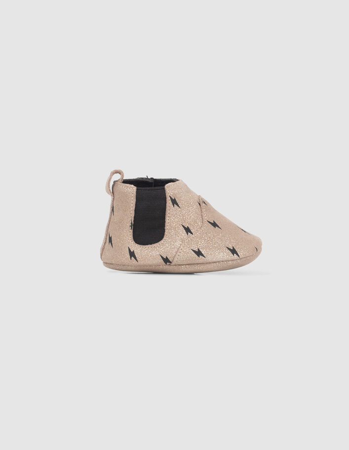 Chaussons en cuir dorés à éclairs bébé fille