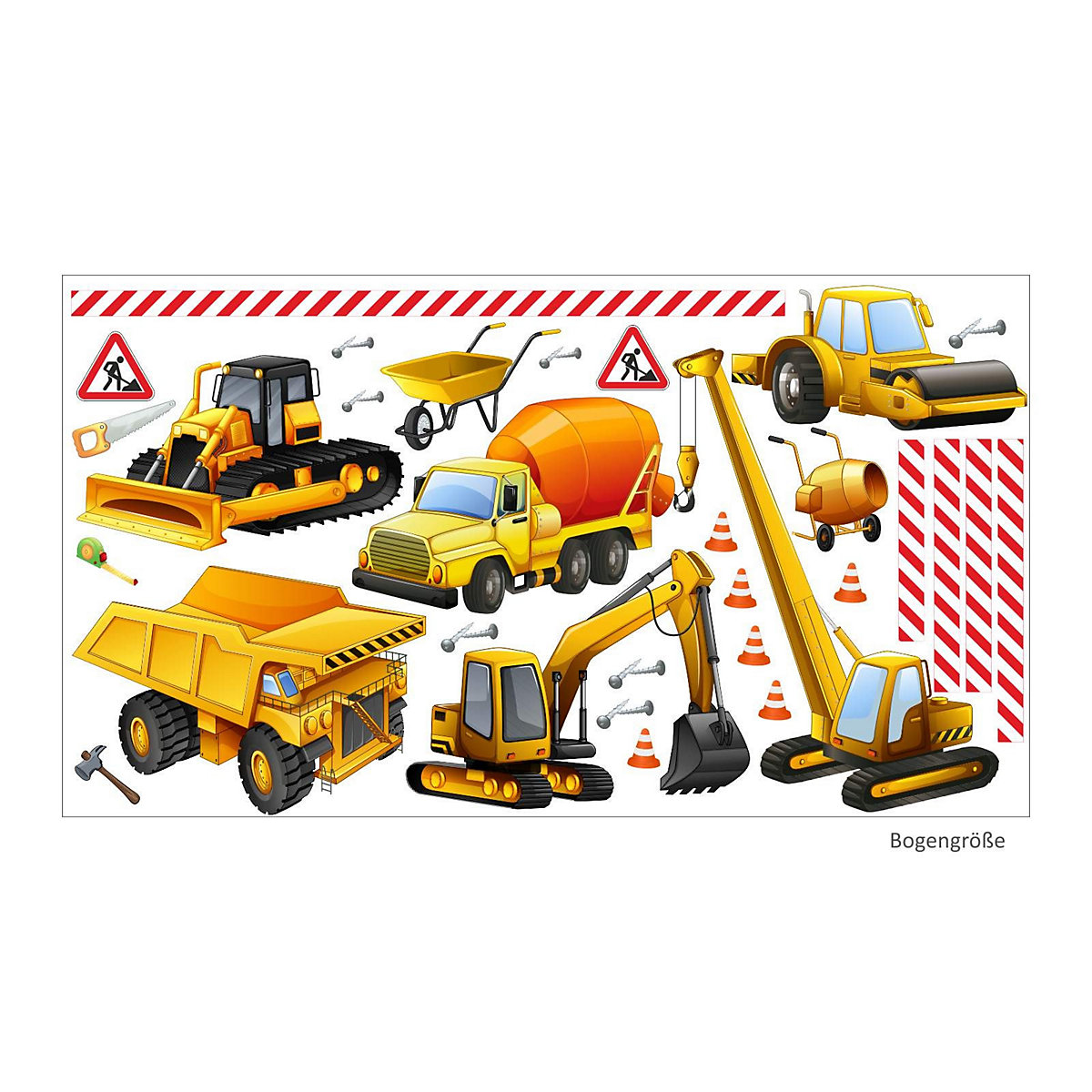 Wandtattoo 128 Baustelle Bagger LKW Kran Wandtattoos
