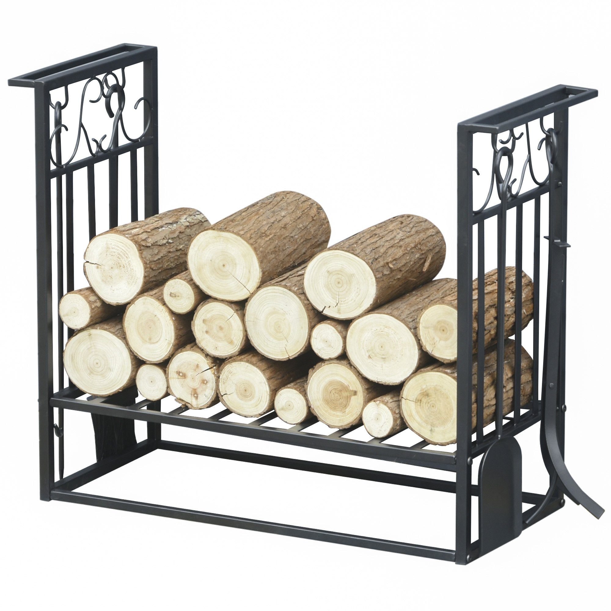 HOMCOM Kaminholzregal Kaminholzständer mit Kaminbesteck