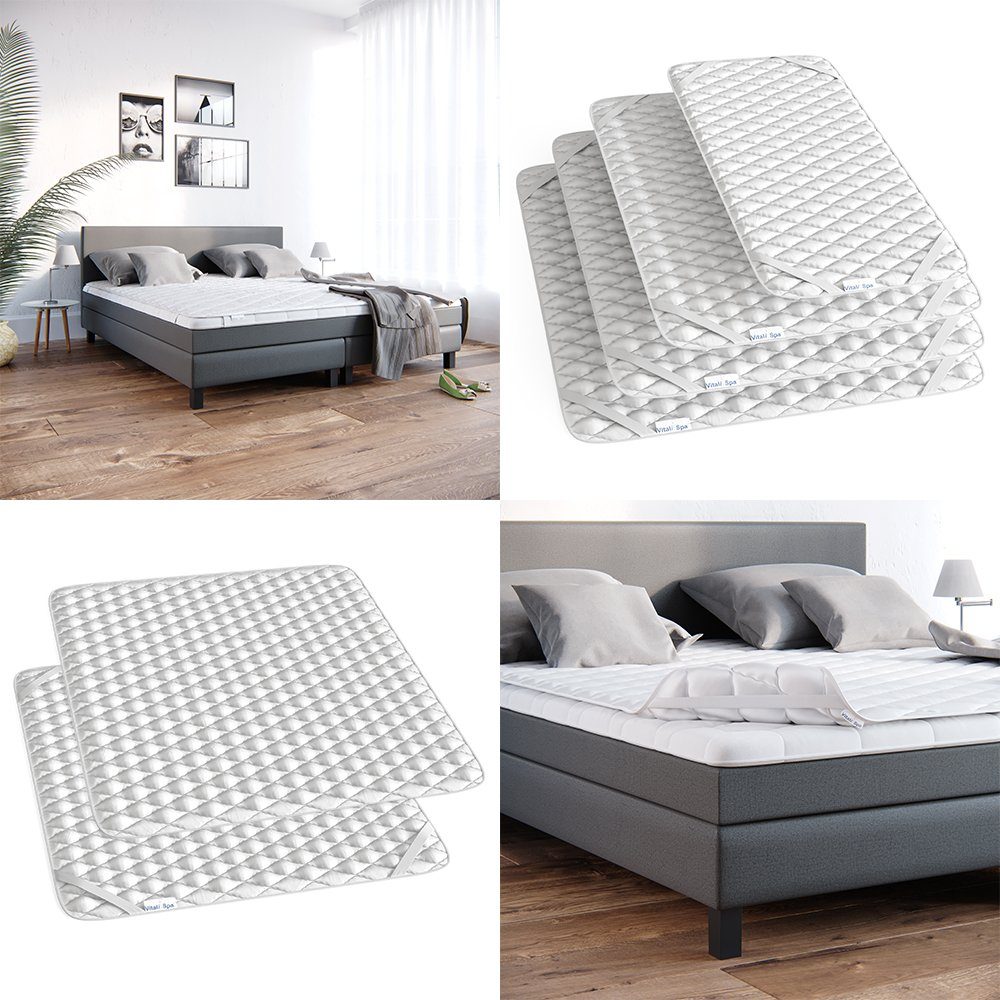 Matratzenschutzbezug Topper Matratzenschoner Auflage 180x200 weiß Baumwolle VitaliSpa®