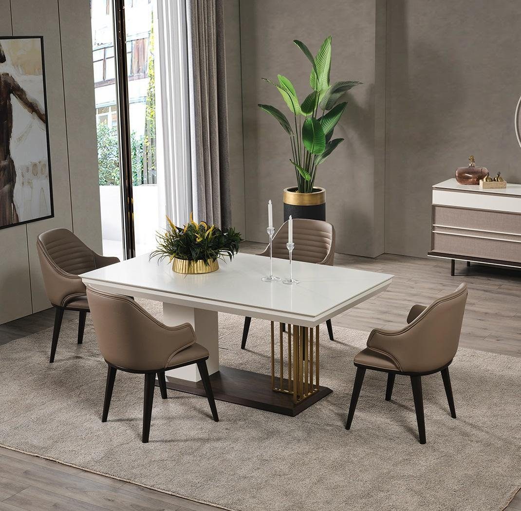 JVmoebel Esszimmer-Set Esszimmer Möbel Designer Esstisch 4x Stühle Komplette Garnitur 5tlg, (5-St., Esstisch, 4x Stühle), Made in Europa