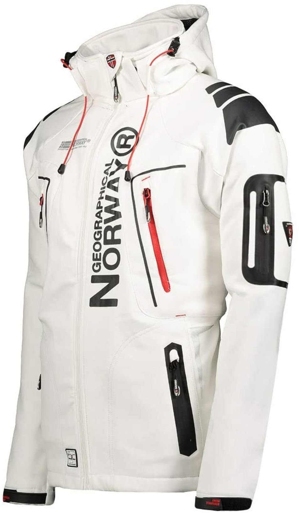 Geographical Norway Softshelljacke Herren Outdoor Jacke Techno Weis (packung, 1-St) Mit Kapuze