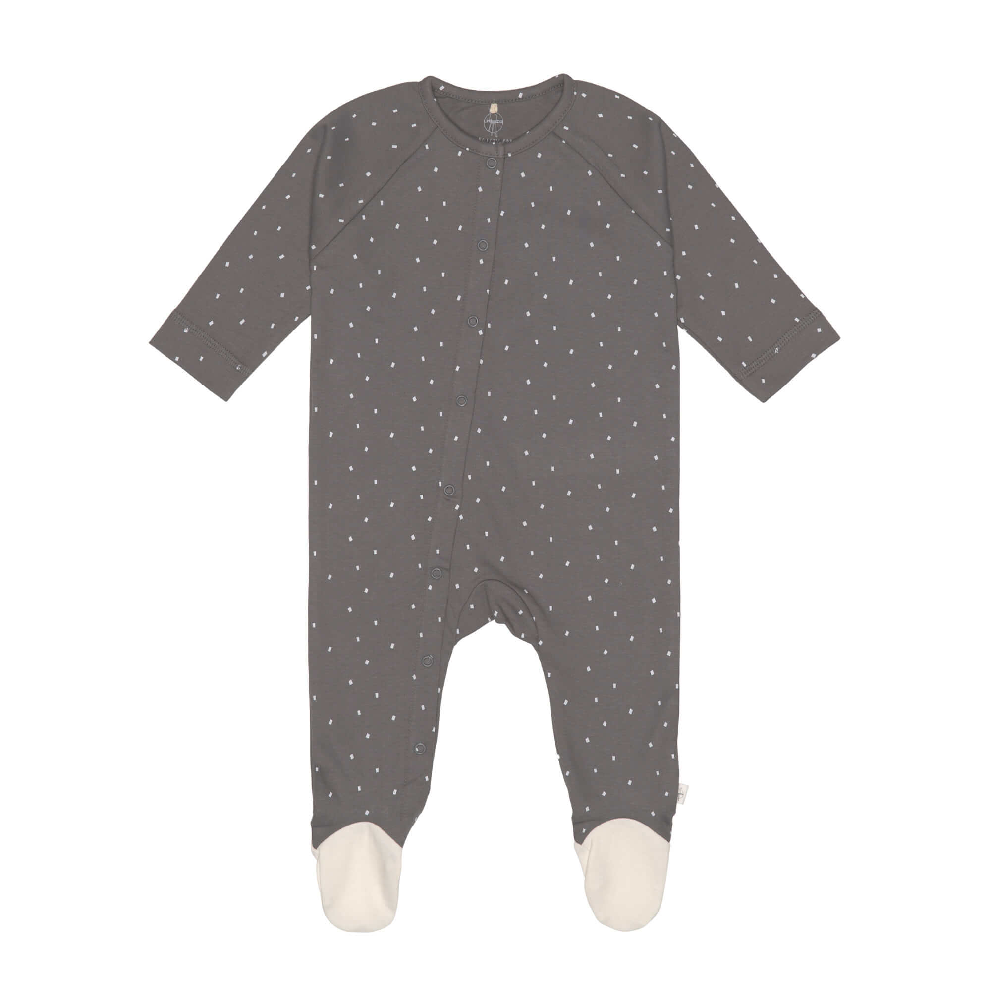 Baby Schlafanzug mit Füßen - Bio Baumwolle, Spots, Anthrazit