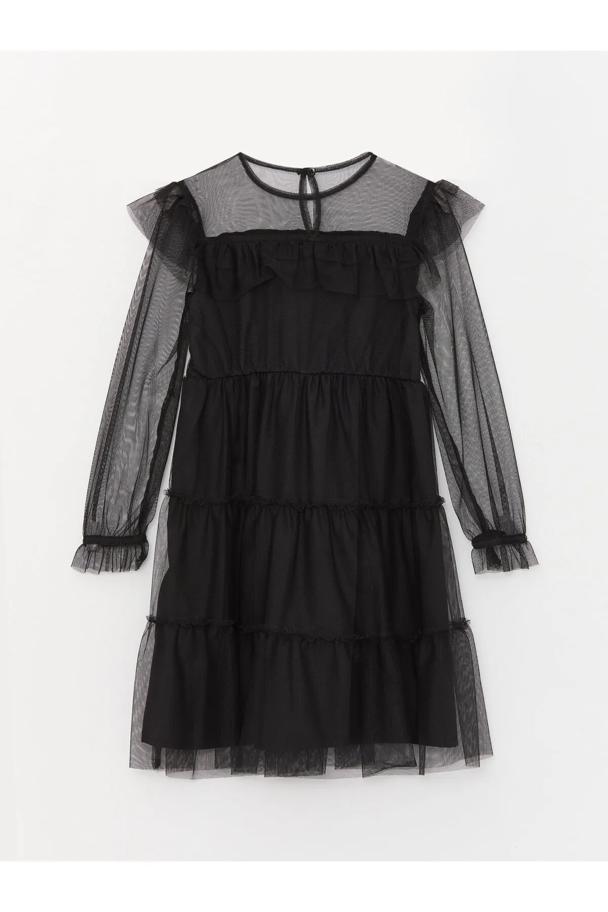 LC Waikiki  Langärmliges Mädchenkleid mit Rundhalsausschnitt