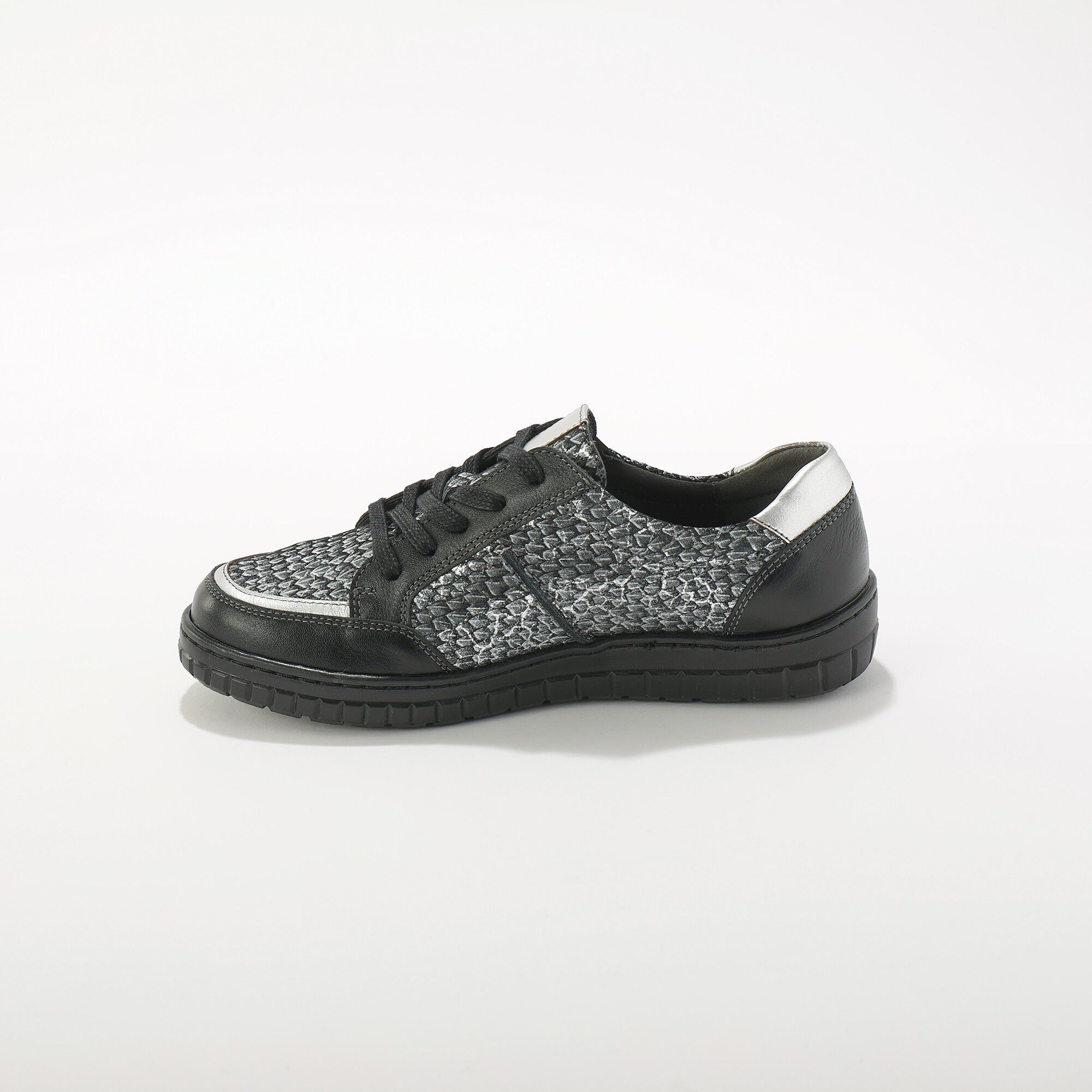 Baskets zippées bimatières en cuir