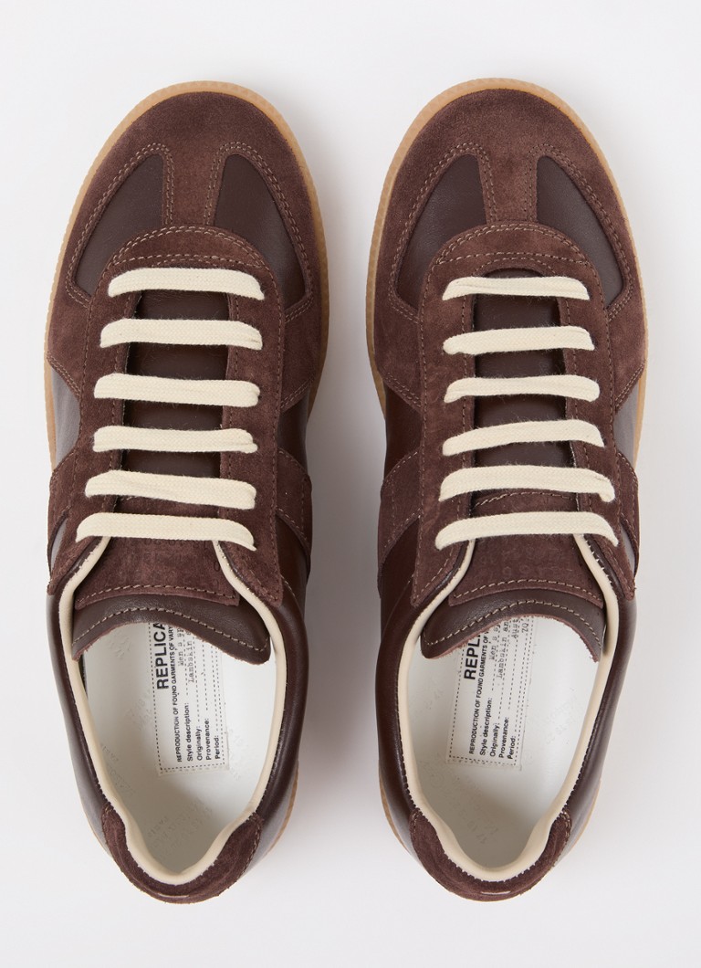 Zapatillas Maison Margiela Replică din piele cu șnur și detalii din piele verde pe față