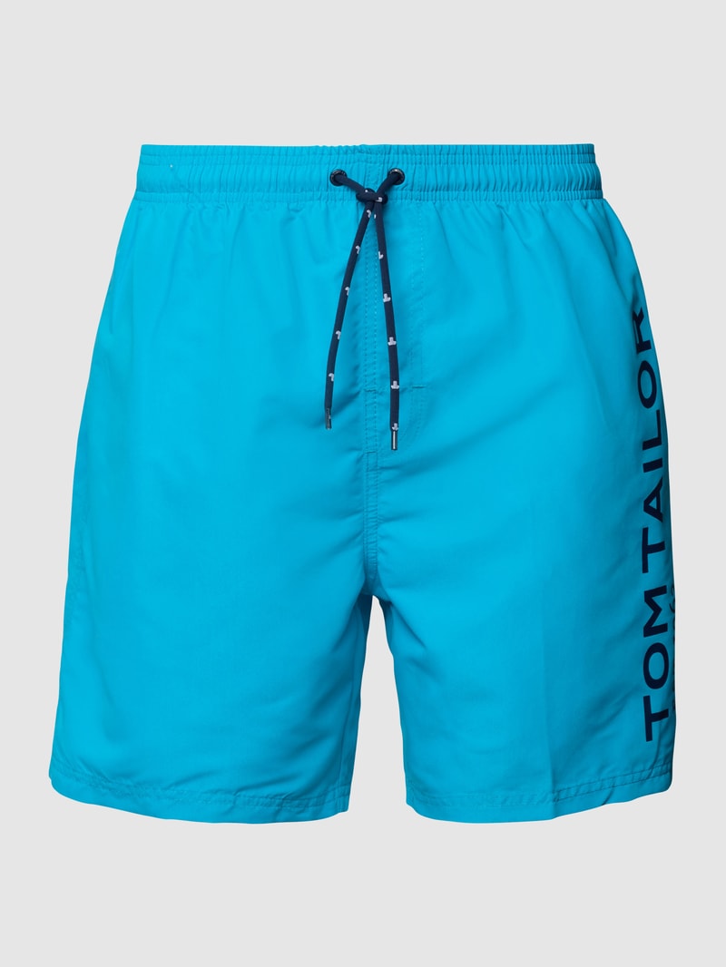 Badehose mit Label-Print in türkis