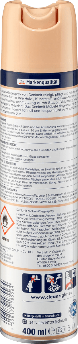 Möbelreiniger & Pflegespray mit Antistatik-Formel, 0,4 l