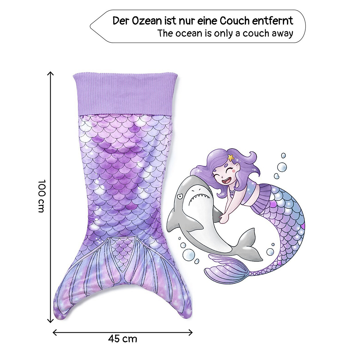 Meerjungfrau Aqua Kuschel-Decke, Couch-Decke, Schlafsack, lila