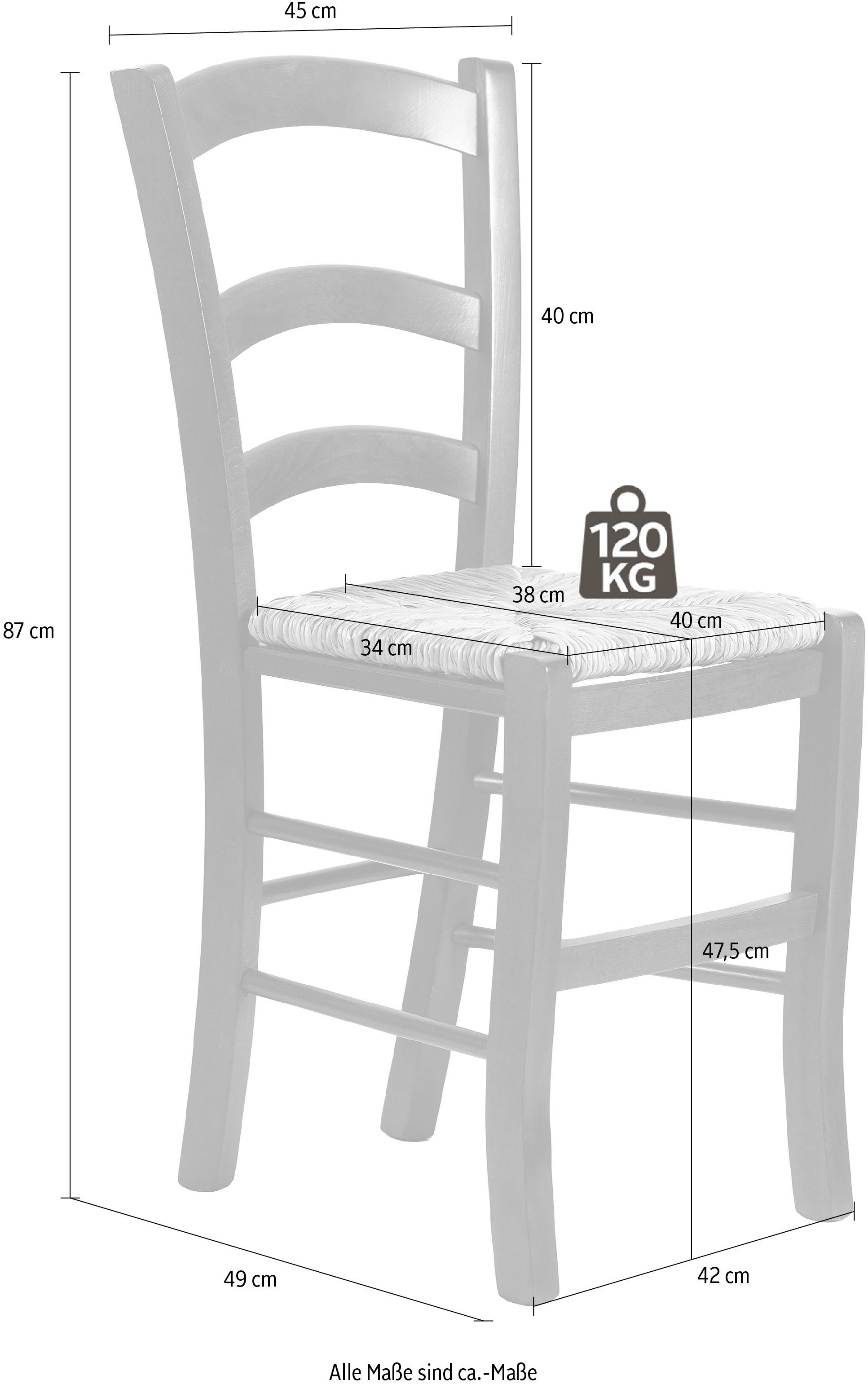 Home affaire 4-Fußstuhl Super Paesana (Set, 2 St), aus Massivholz Buche mit Sitz aus Grasgeflecht