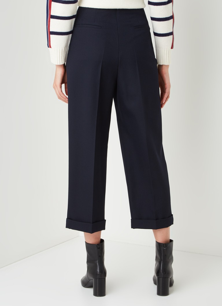 Calça cropped de cintura alta e corte reto Sandro em mistura de lã.