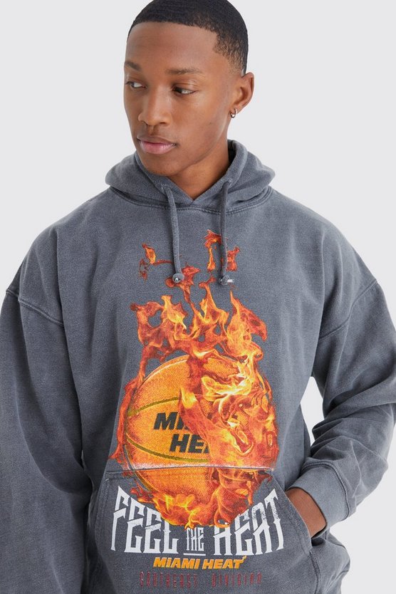 Oversize Hoodie mit Miami Heat Nba-Print