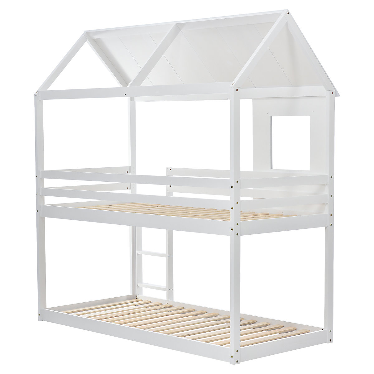 Etagenbett Kinderbett Holz Etagenbett 90 X 200 cm, Kinder hausbett mit Dach, Leiter und Lattenrost