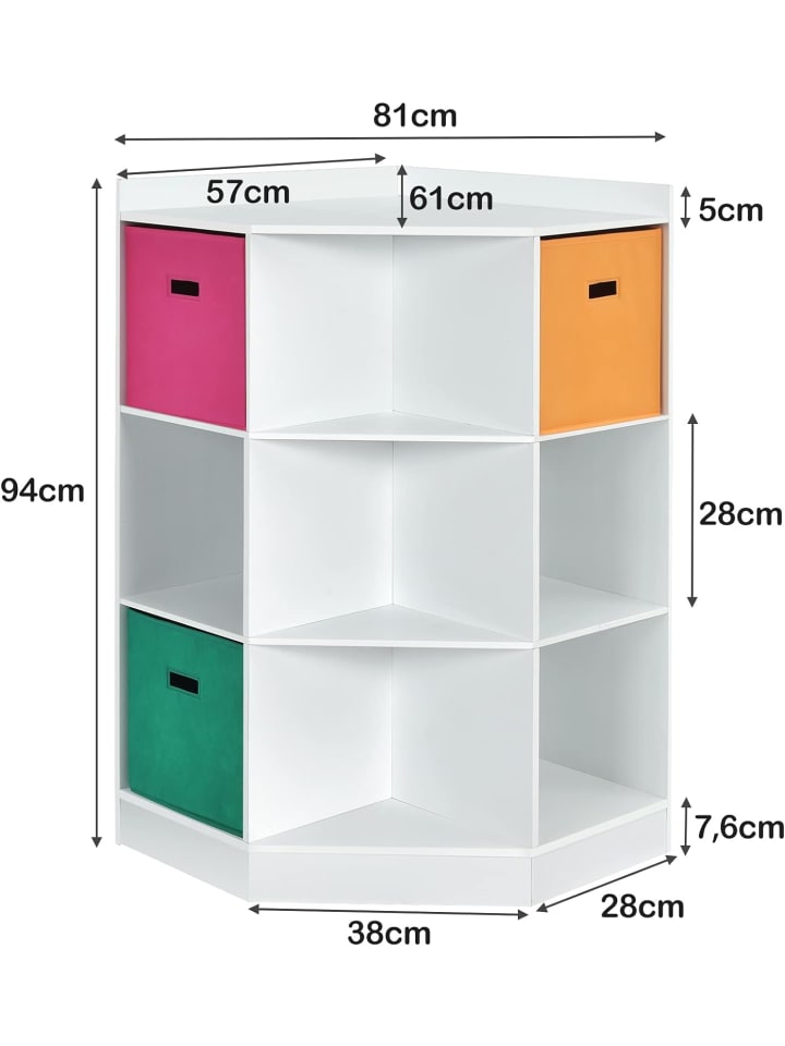COSTWAY 3-stöckiges Eckregal in Weiß günstig kaufen 61 cm