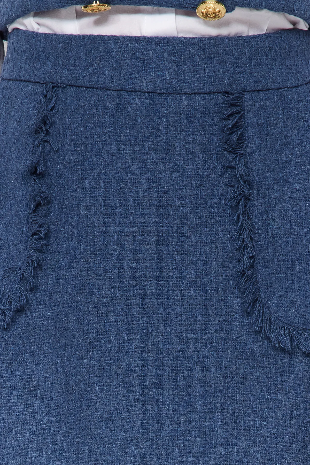 Trendyol Collection  Indigofarbener, gewebter Minirock aus Tweed-Stoff mit Quasten und Details TWOAW24ET00204