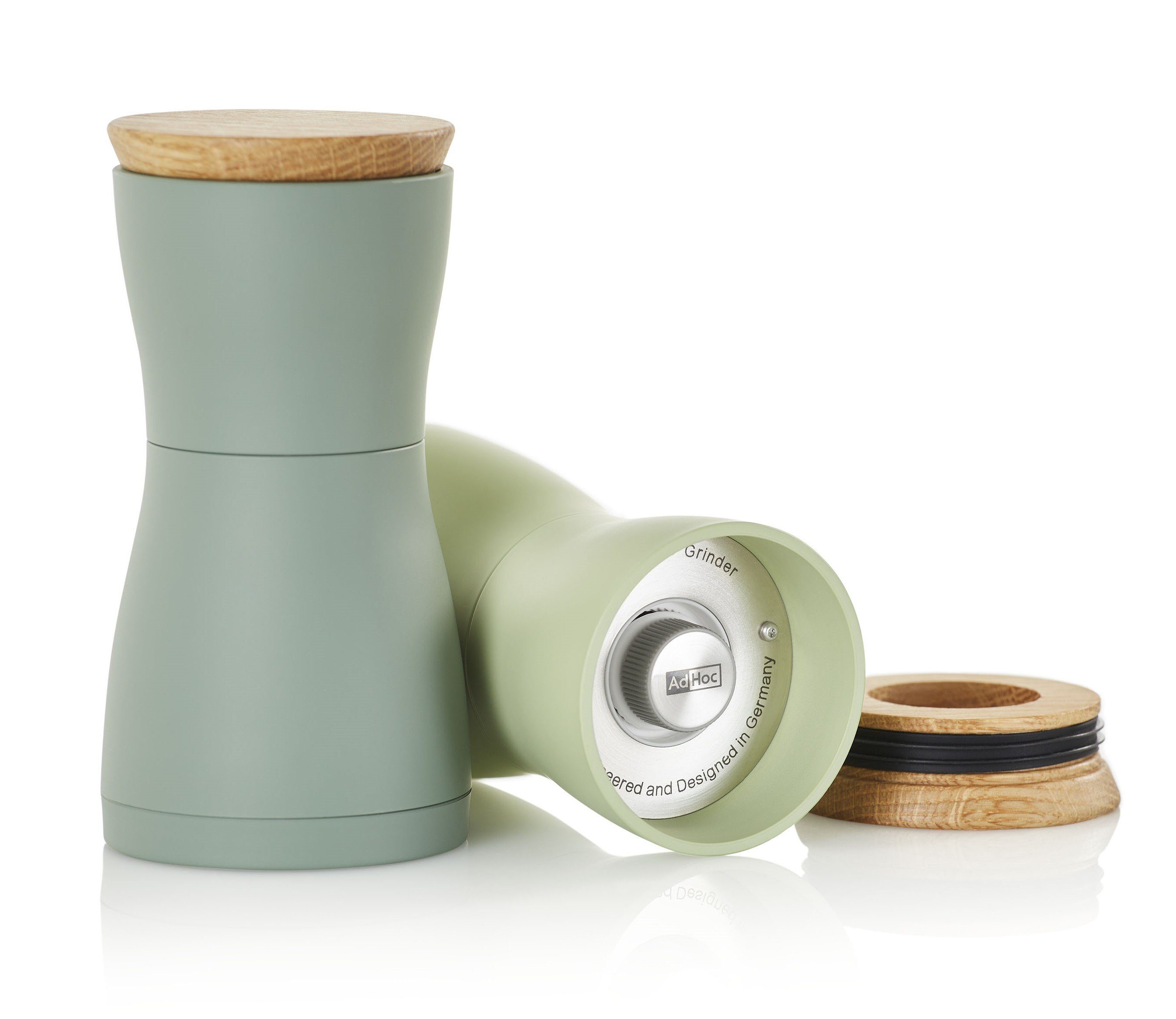 AdHoc Salz-/Pfeffermühle Set aus 2 Gewürzmühlen TWIN manuell, (2 Stück), Hochwertiges Keramik-Mahlwerk, modernes Design