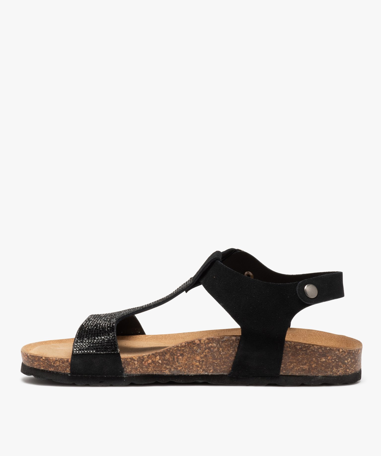 Sandales salomés à bride strass femme noir | GEMO