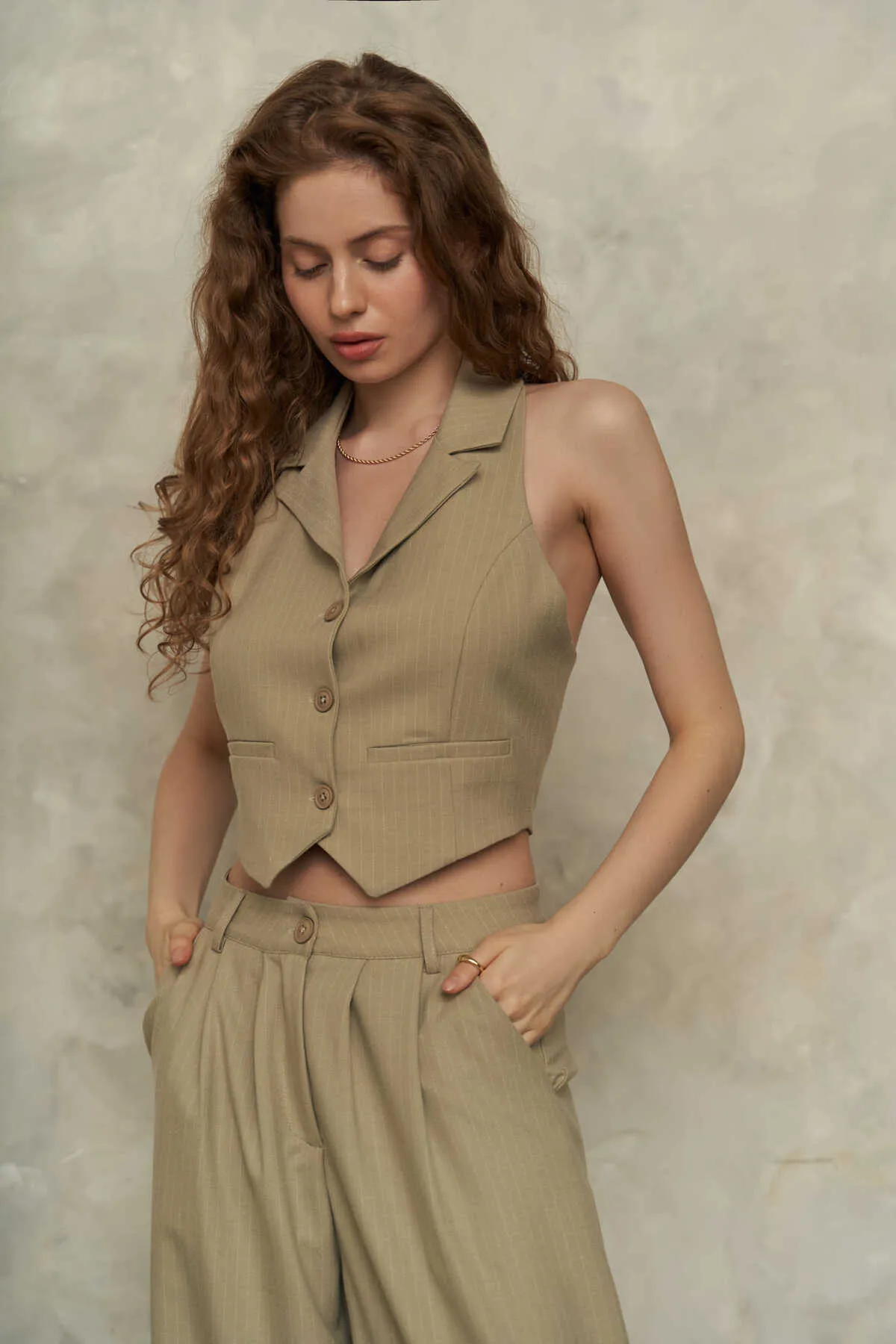 MAİ COLLECTİON  Rosali Olivgrünes Dreifach-Blazer-Jacken-Set