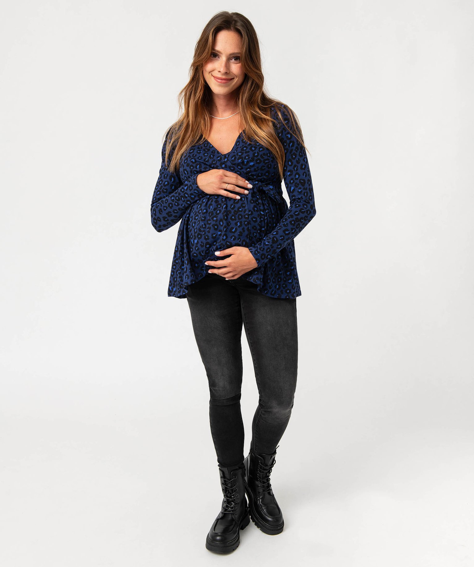 Tee-shirt de grossesse à manches longues compatible allaite... bleu fonce | GEMO