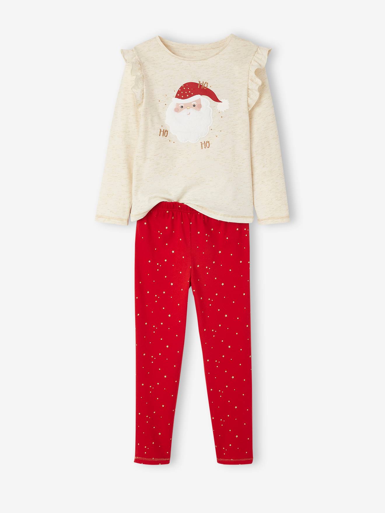 Coffret noël pyjama + chaussettes fille beige irisé