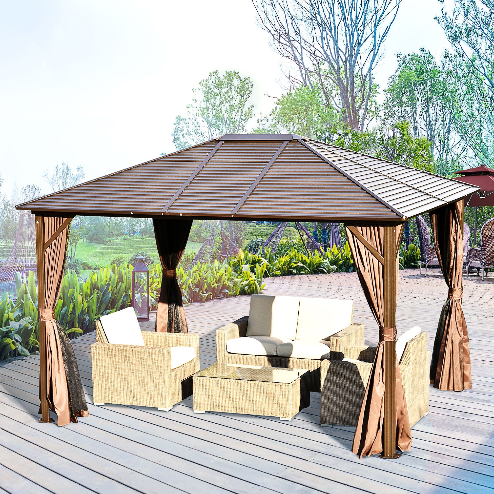 Outsunny Grillpavillon Gartenpavillon