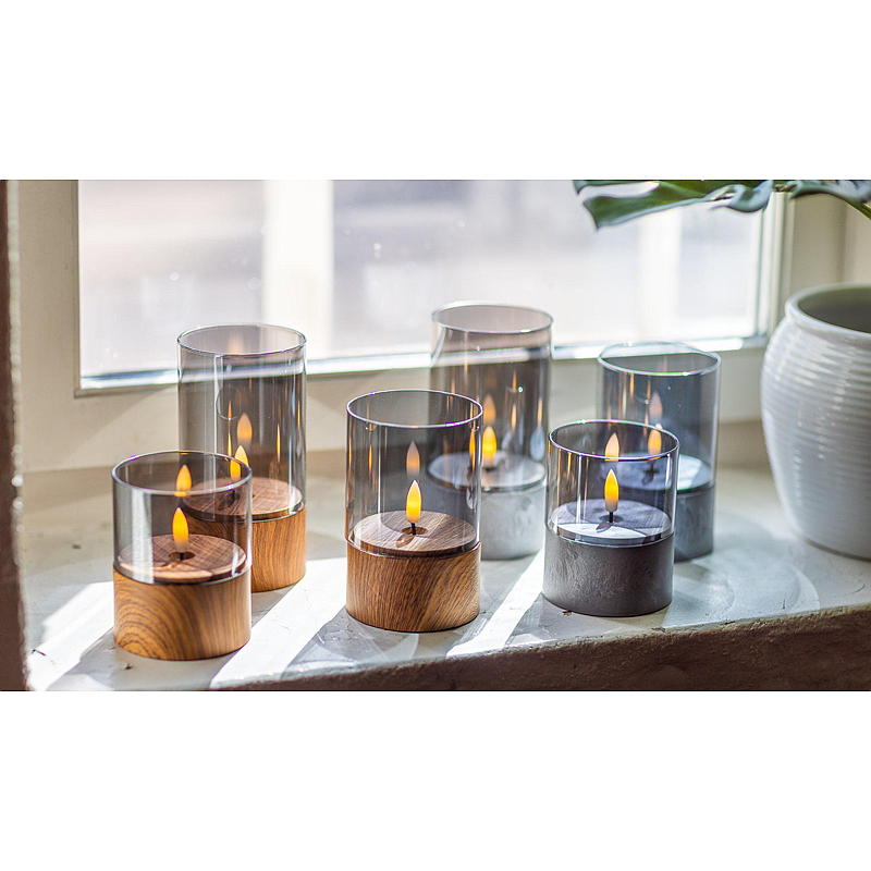 Vie Selected Ledlys 3 stk m/sotet glass Wood Base