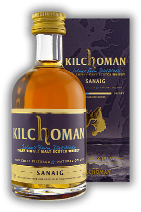 Kilchoman Sanaig 46% 0,05 Liter Kilchoman Sanaig 46% 0,05 Liter Ein Vatting aus Ex Bourbon- und Sherryfässern - mit noch deutlicherem Sherryeinfluss. 0,05	 Liter - Vol 46%