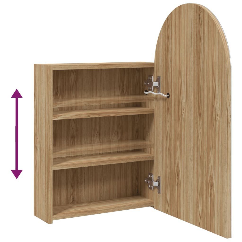 vidaXL Badezimmerspiegelschrank Spiegelschrank mit LED-Beleuchtung Gewölbt Eichenoptik (1-St)