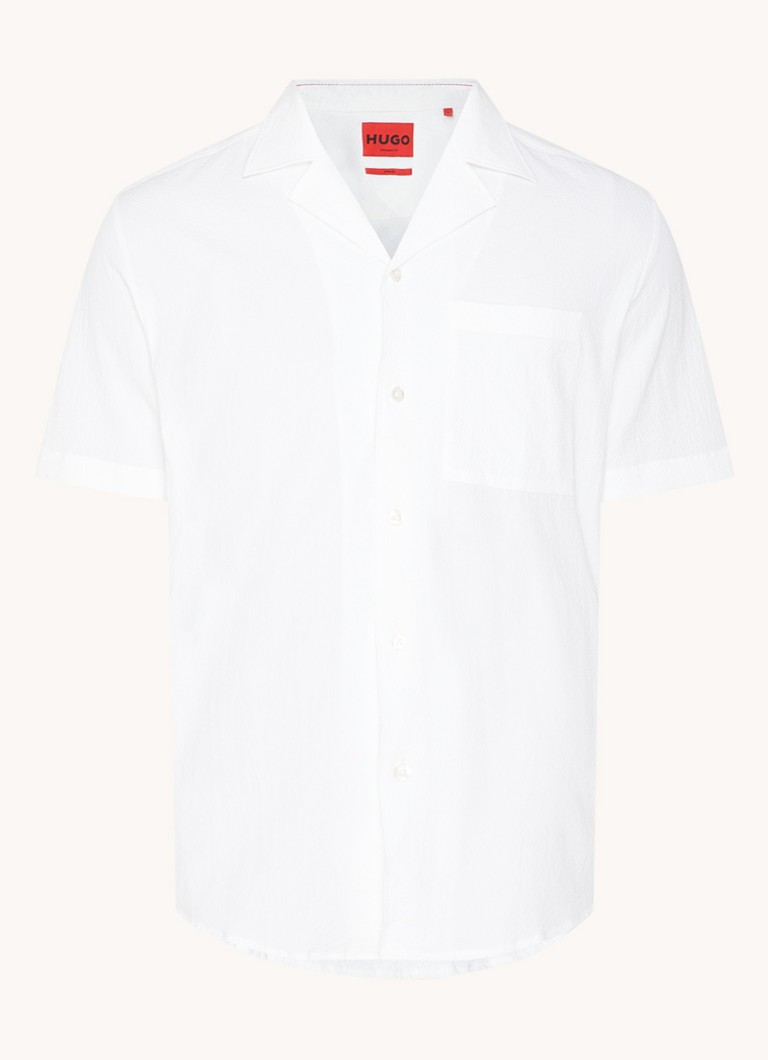 Camisa HUGO BOSS Ellino de corte regular com textura e bolso no peito.