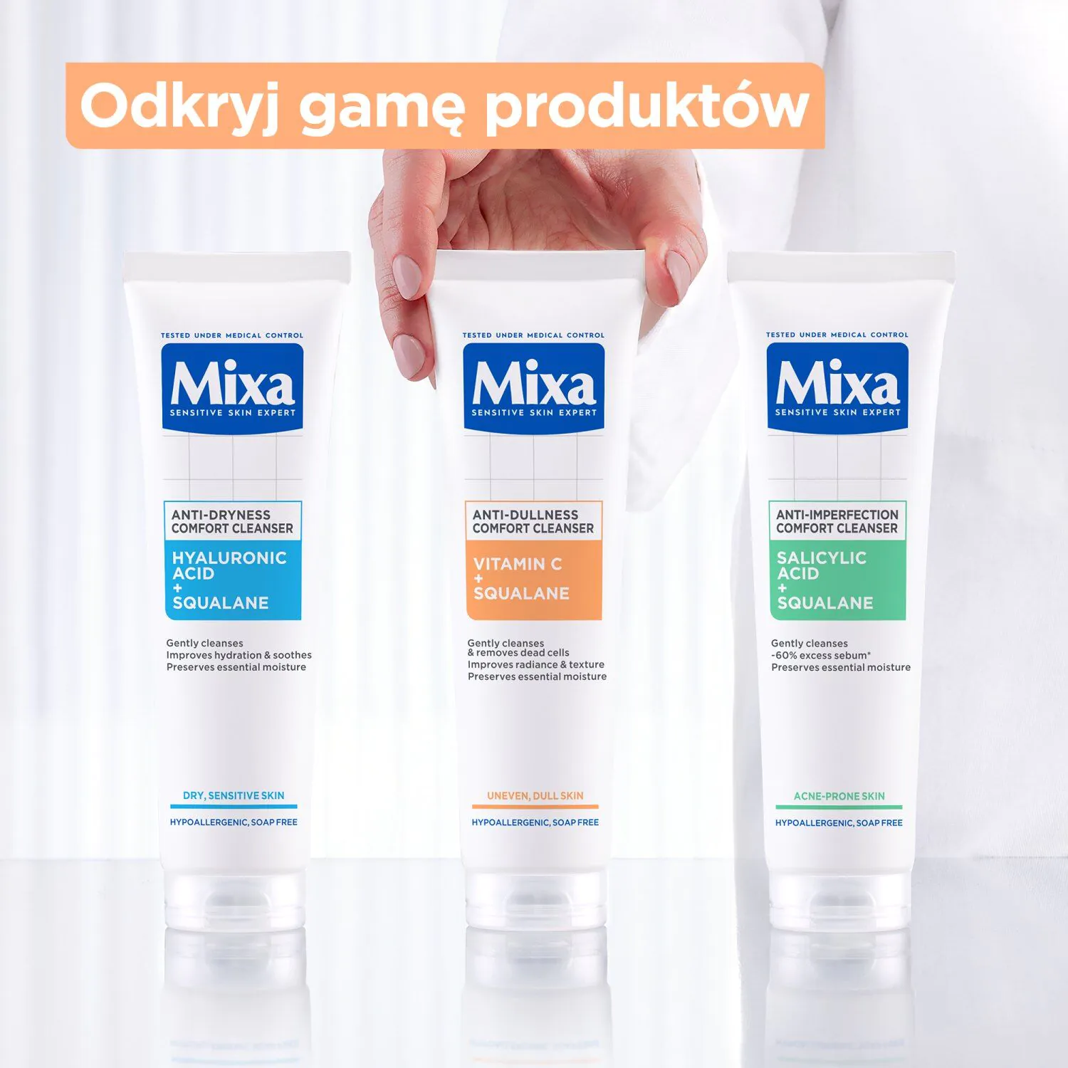 „Mixa“ vitamino C ir skvalano veido valymo gelis nuo odos defektų