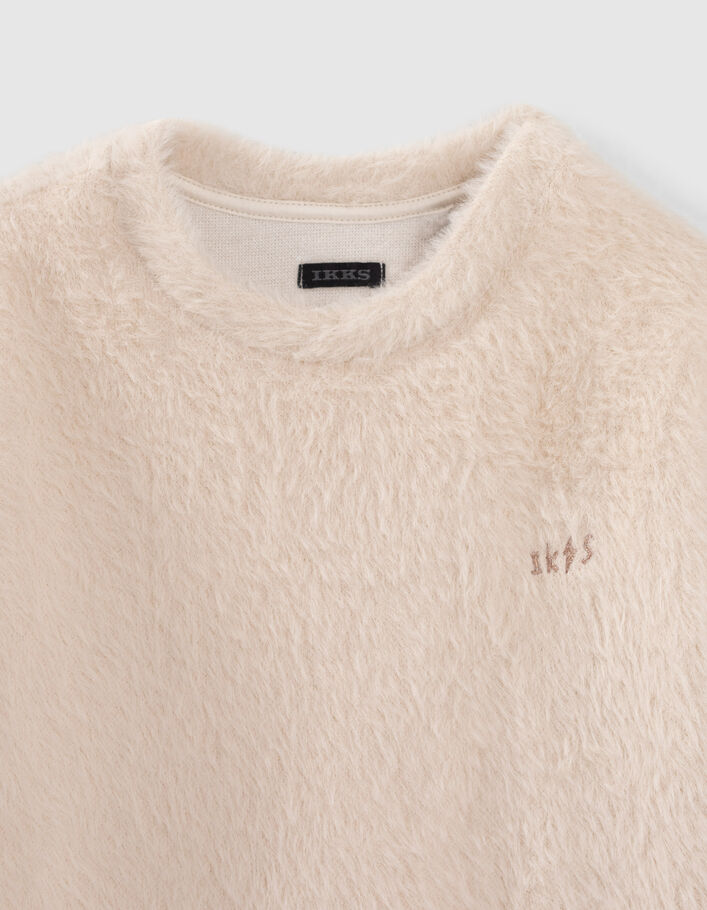 Sweat écru maille duveteuse fille