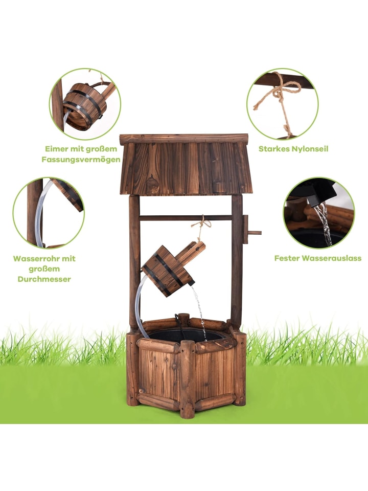 COSTWAY Gartenbrunnen mit elektrischer Pumpe in Braun günstig kaufen onesize